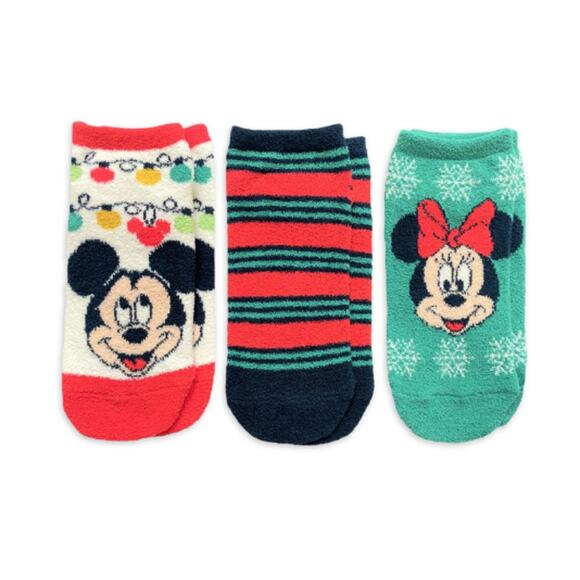 NWT Mickey & Friends Women’s Holiday SOFT Cozy No Show Socks, 3-Pack, Size 4-10 - Picture 1 of 4